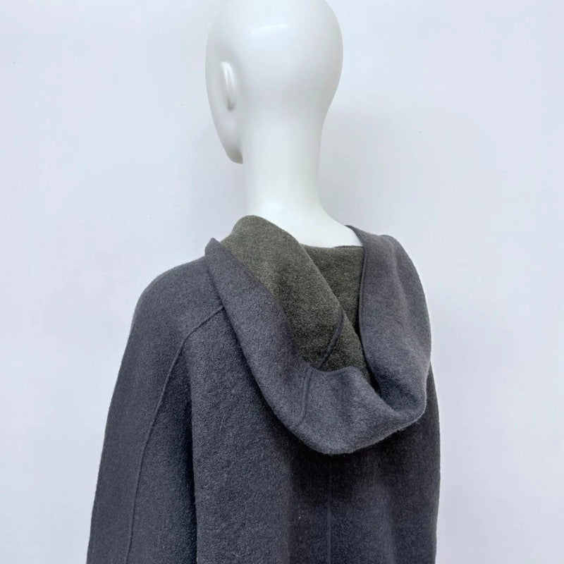 grey wool oversized jacket hoodie