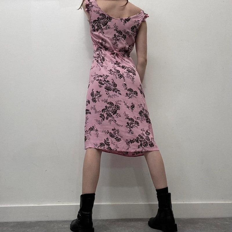 pink bias cut floral summer dress