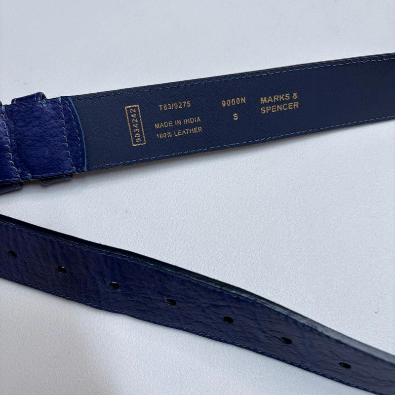 blue leather buckle belt
