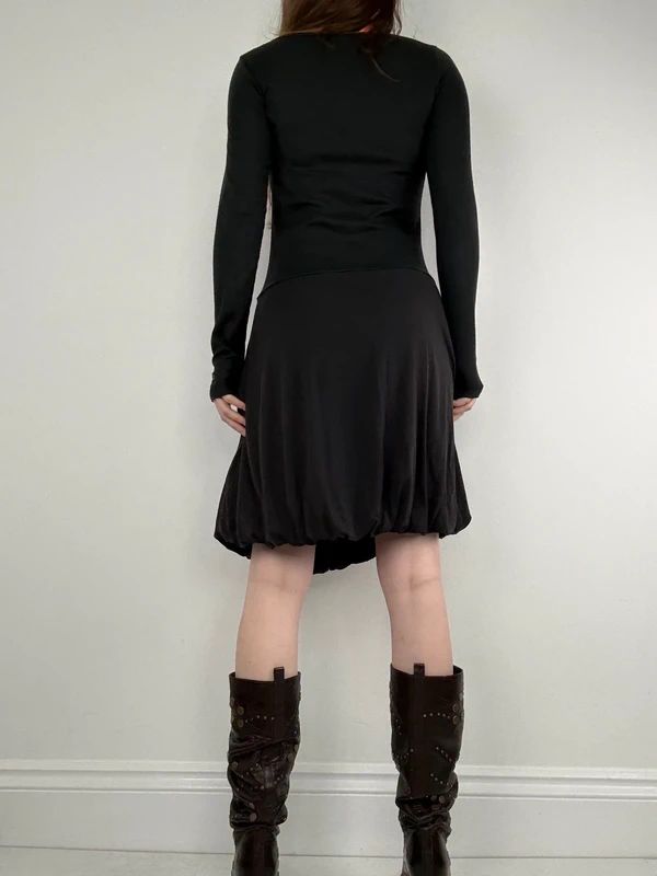 cop copine long sleeve pleated puff dress