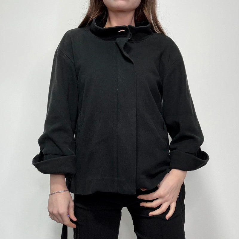 black flared cropped pea coat jacket