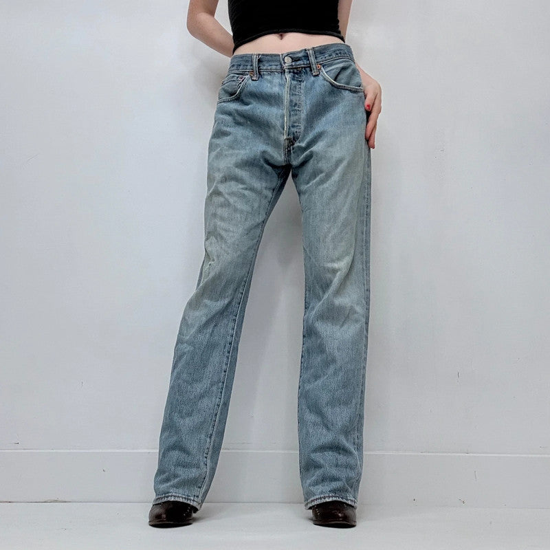 distressed denim straight leg levis jeans