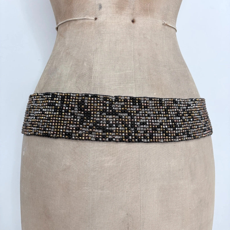 wide beaded wooden buckle belt
