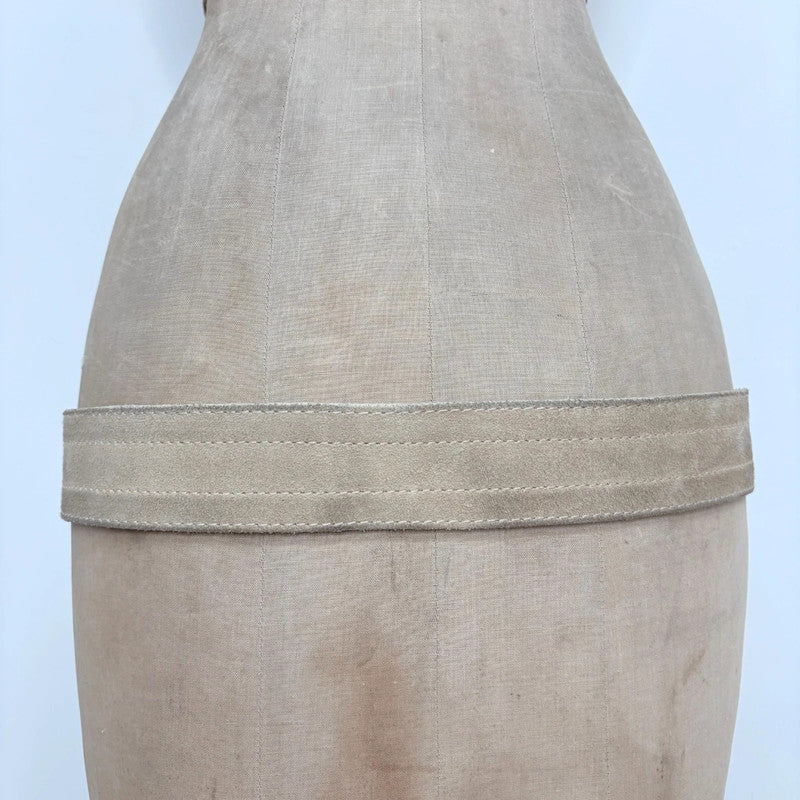 Tan leather silver eyelet belt