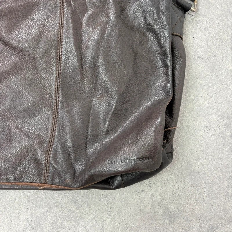 Brown leather satchel slouchy crossbody bag