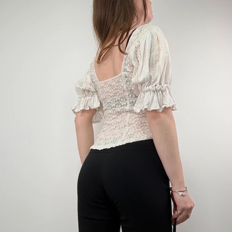 Free people puff lace Lace Milkmaid Blouse