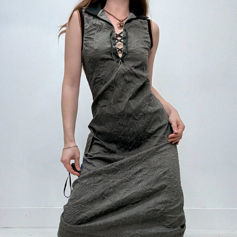Cop copine distressed crinkle midi dress