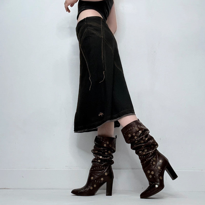 black Cop Copine flared midi skirt