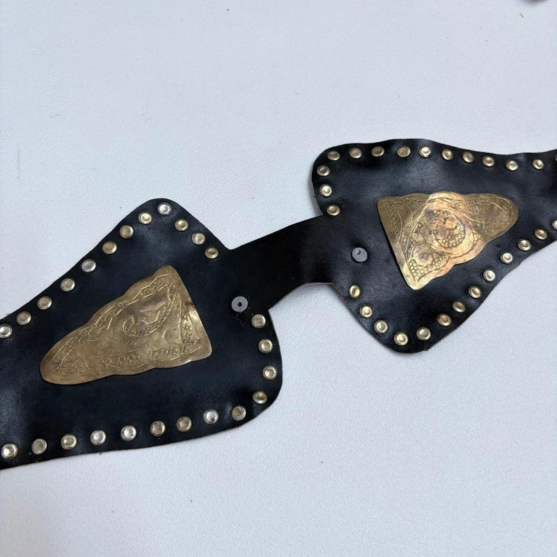 black leather studded western belt