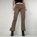 brown tartan Diesel straight leg utility trousers