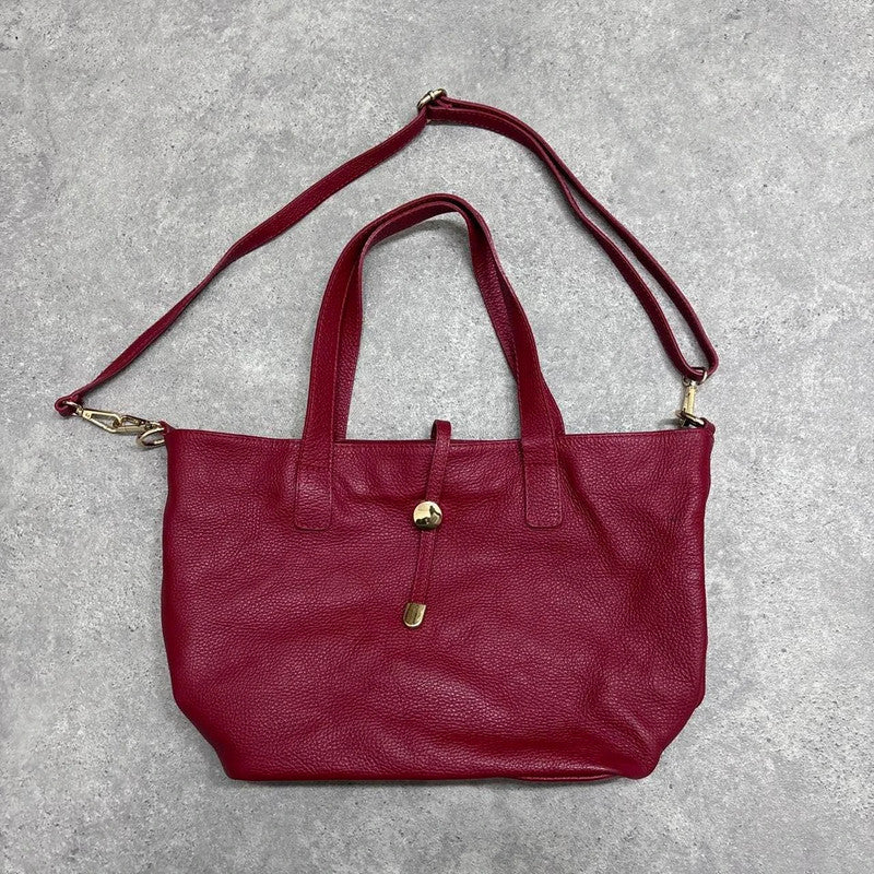 red leather slouchy shoulder bag
