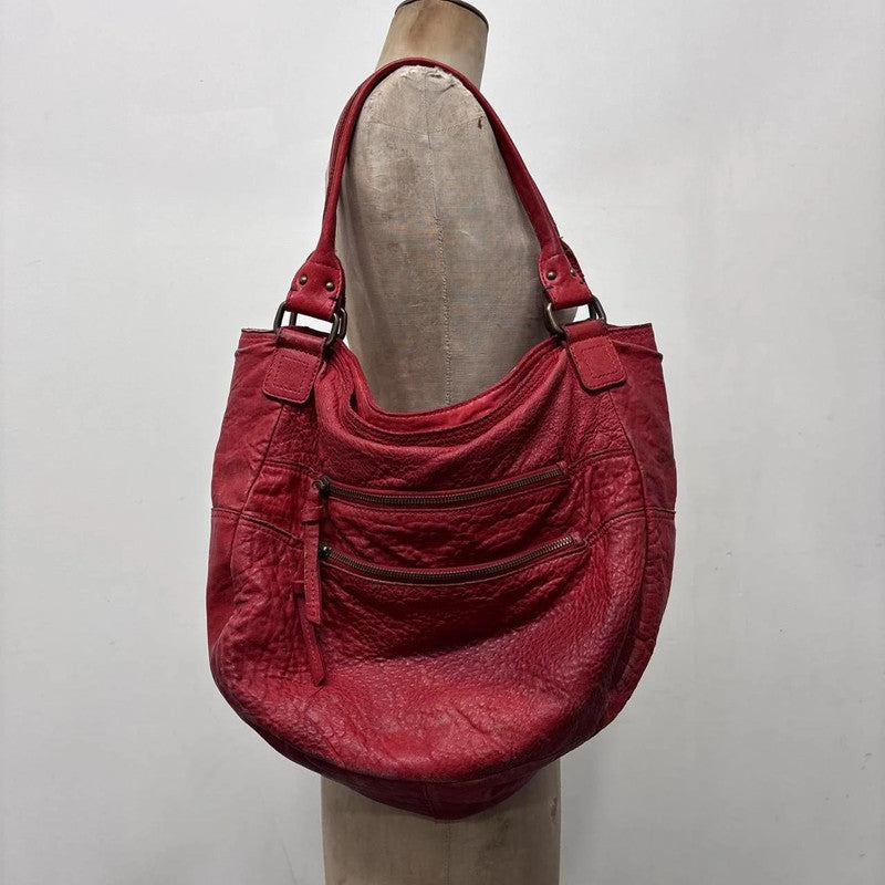 oversized red slouchy leather bag
