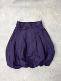 pleated puff balloon purple midi silk cotton skirt