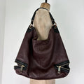 Leather slouchy zipper hobo shoulder bag