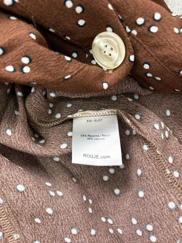 Brown polkadot button Rouje midi skirt