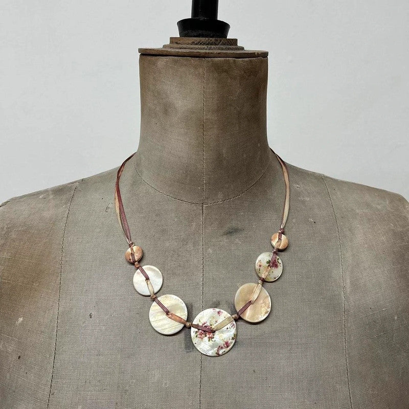 Pearl button charm necklace