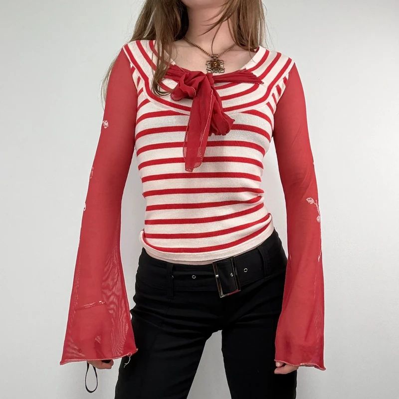 Save the Queen striped flared shirt