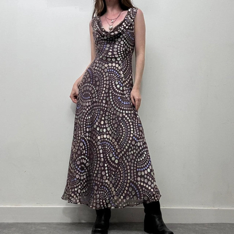 polkadot silk bias cut dress