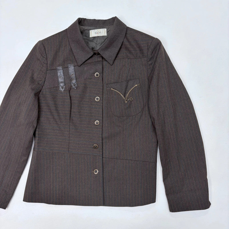 khaki pinstripe utility jacket