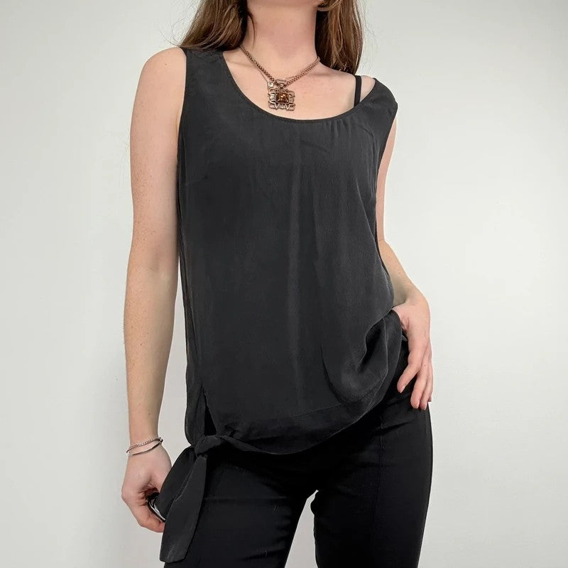slouchy Silk allsaints asymmetric black vest