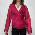 pink sheer layered wrap top
