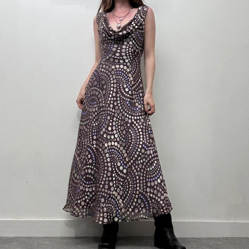 polkadot silk bias cut dress