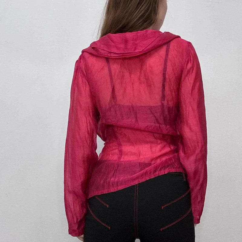 pink sheer layered wrap top