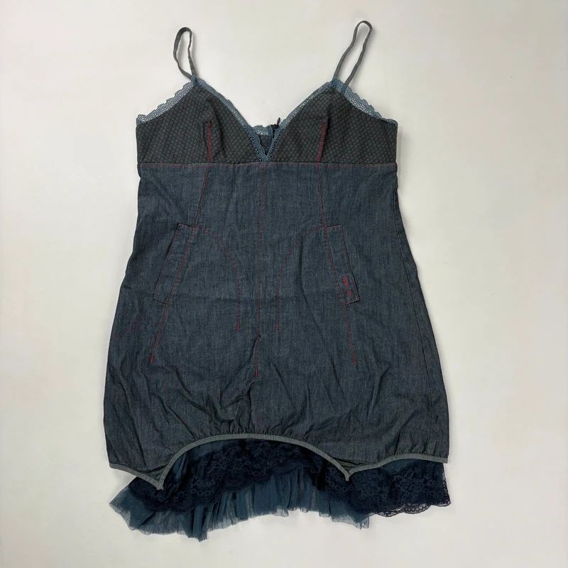 Cop Copine dress navy layered denim midi dress