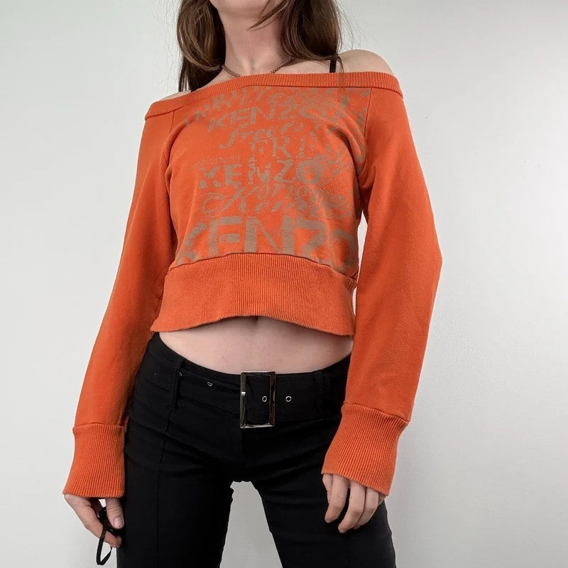 kenzo off the shoulder slouchy cropped sweater