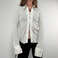 zip through pinstripe fitted white shirt