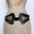black leather studded western belt