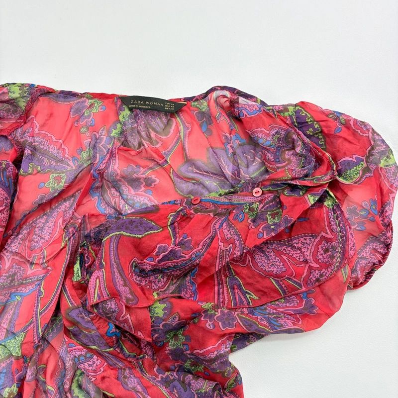 Sheer Floral Silk Paisley Shirt