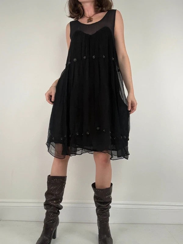 Grunge indie punky layered floaty black dress