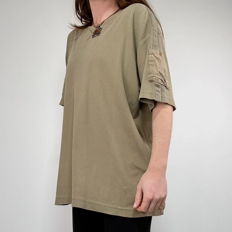 oversized khaki ribbed military t-shirt
