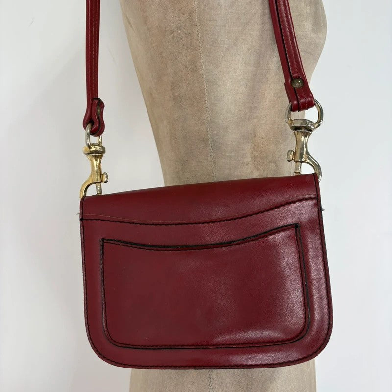 Red leather minimalistic shoulder handbag