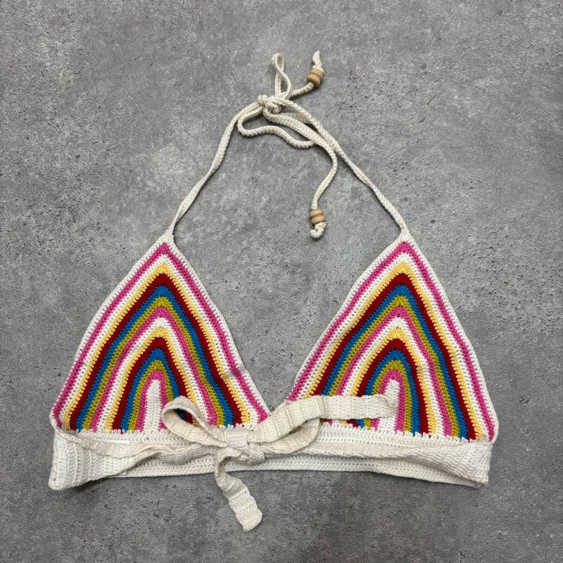 Rainbow crochet tie-up bralet