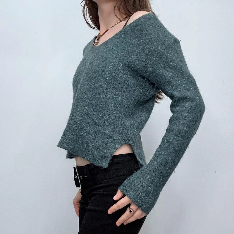 slash neck mohair knit jumper