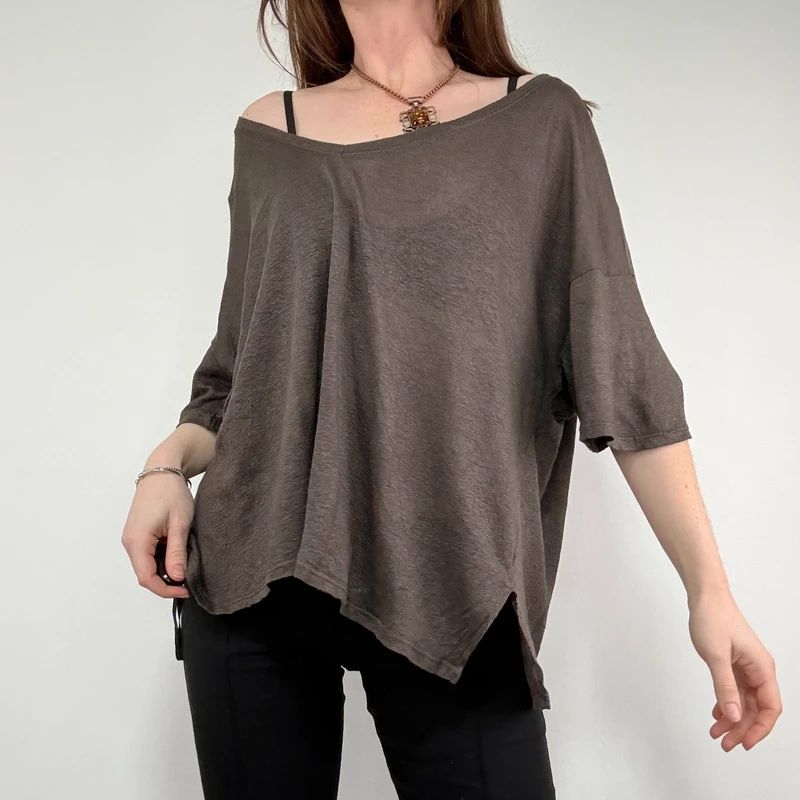 brown slouchy batwing t-shirt