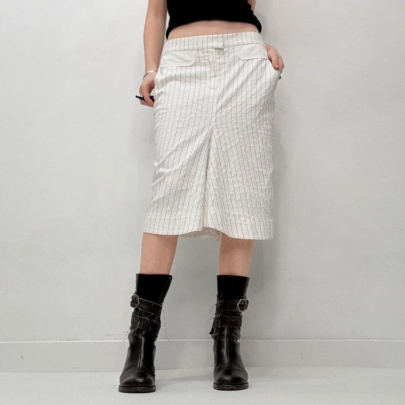 white pinstripe kenzo midi skirt