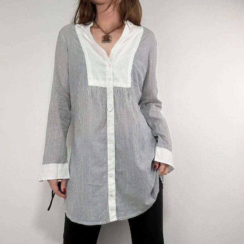 pinstripe cotton long shirt