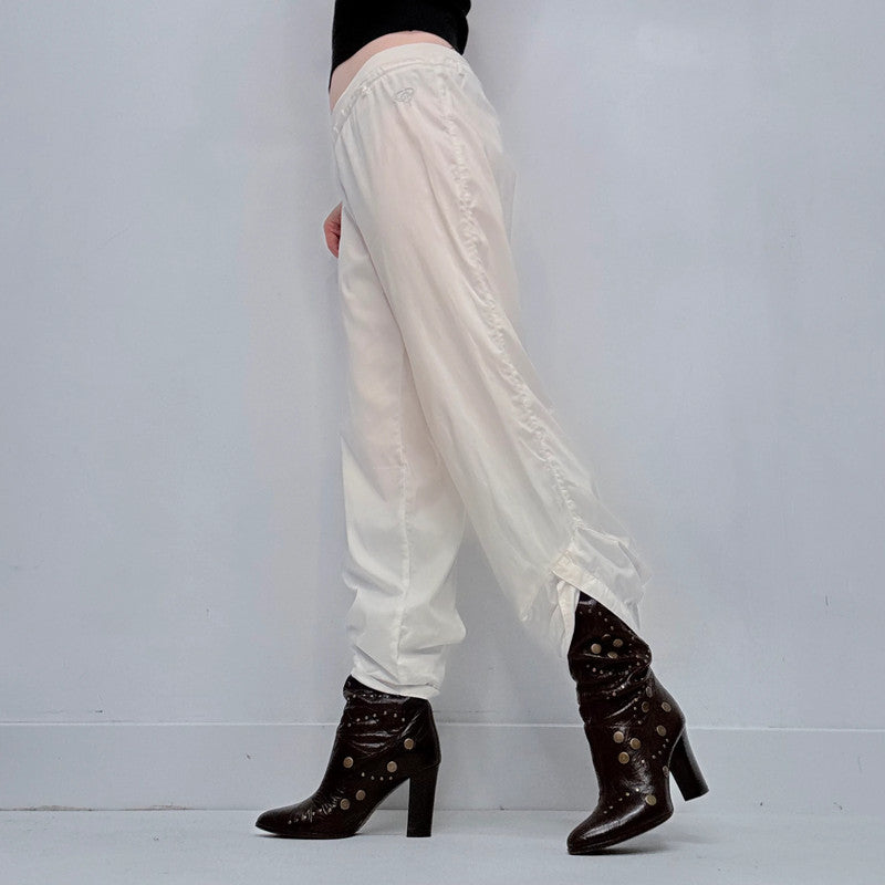white pleated draped Cop Copine trousers