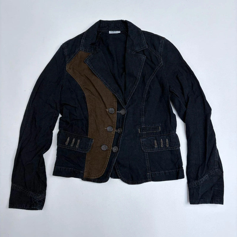 asymmetric flared grunge linen jacket