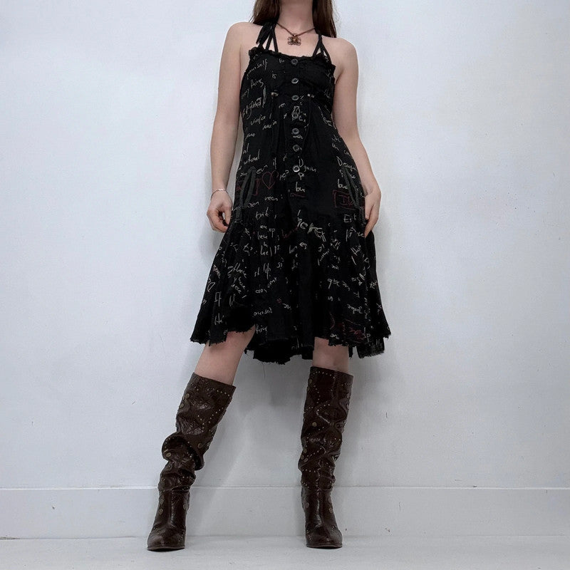 graphic printed text desigual flared dress