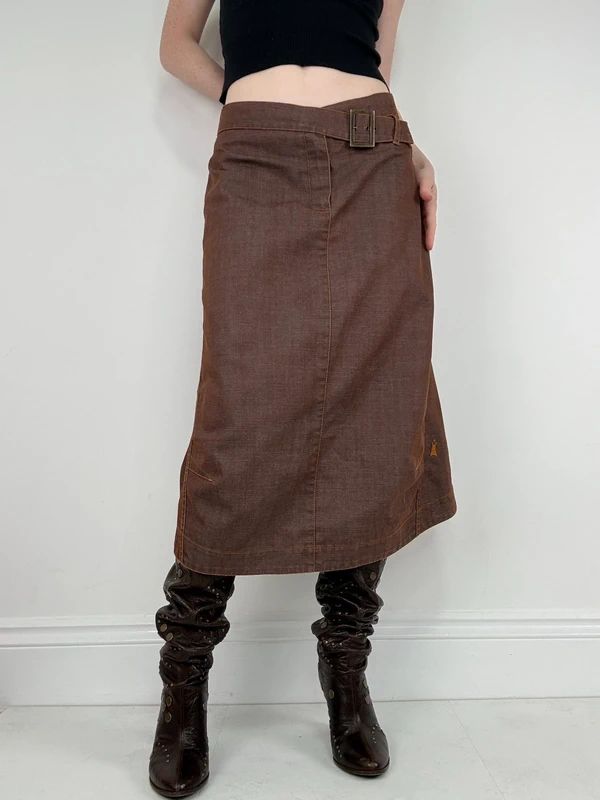 Cop Copine structured brown midi skirt