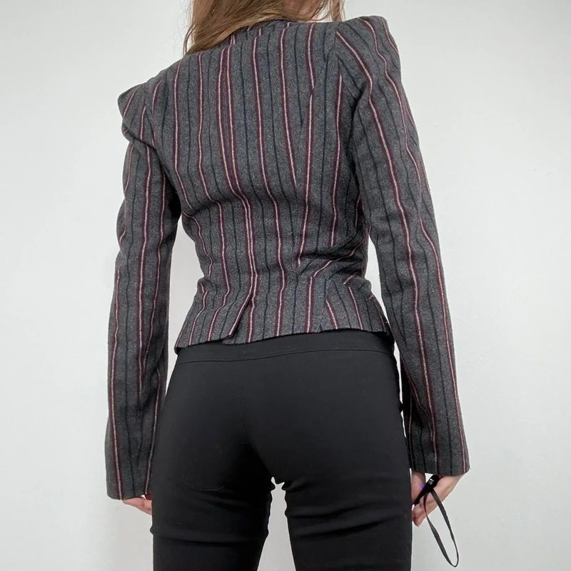 Striped fitted cropped archival blazer