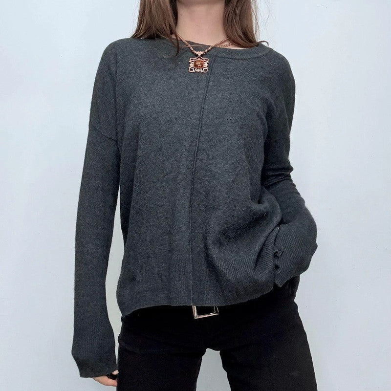 grey slouchy batwing jumper