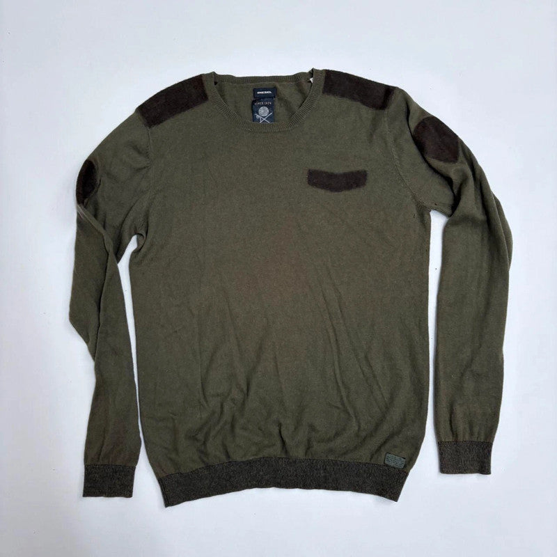 khaki wool knitted military jumper