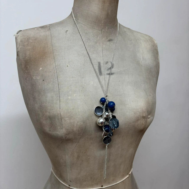 charm necklace silver hanging beads