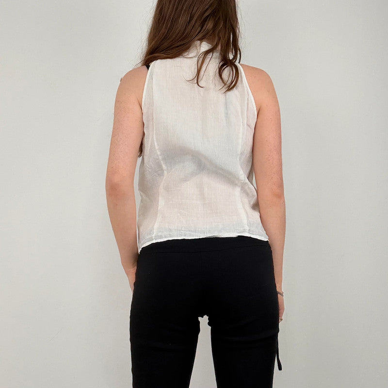 white linen Anne Fontaine vest
