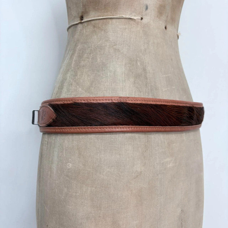 cowhide pony leather western belt
